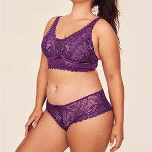 Adore Me Deep Purple Lace Bralette and Panty Set 2X